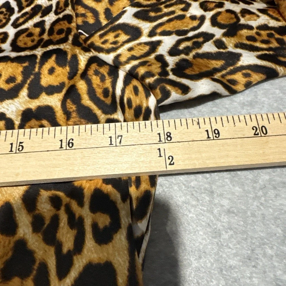 Boston Proper Top Womens 2 Brown Animal Print Mob Wife Satin Polyester - Picture 13 of 16